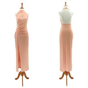 Significant Other Women 6 Carlita Dress Peach Orange Backless Jersey Halter Rib